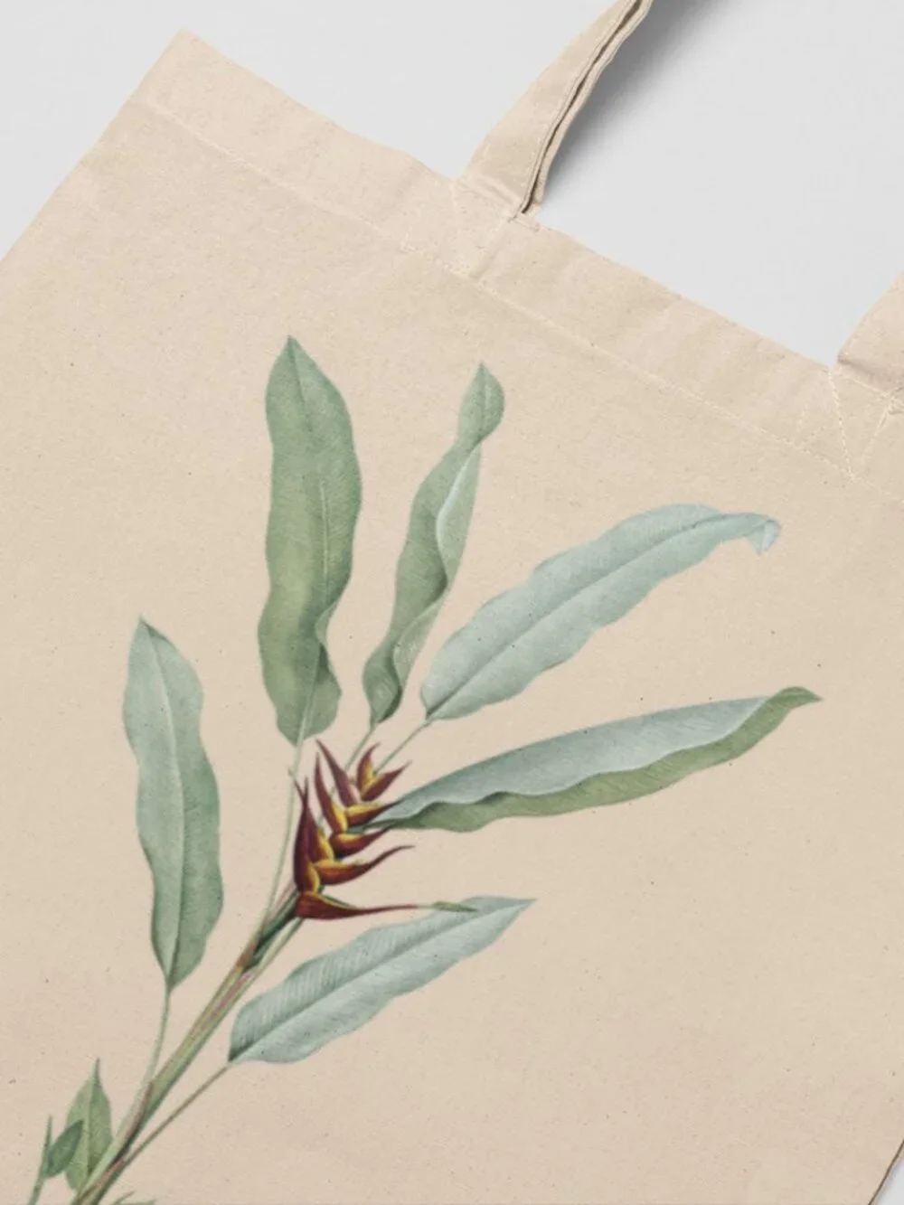 Parrot Heliconia Vintage Floral Print Graphic Canvas Tote Bag